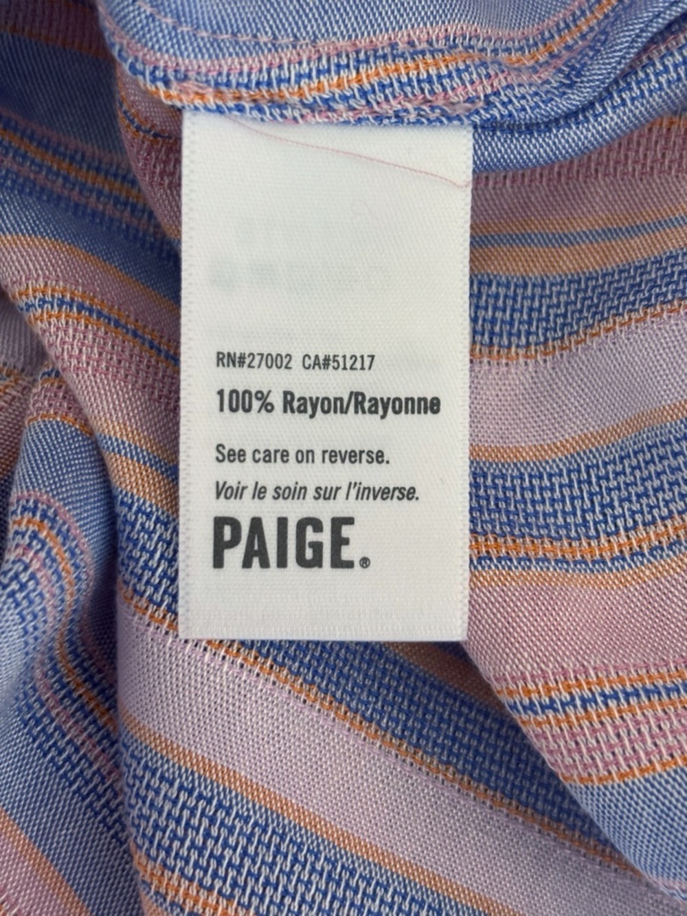 PAIGE Remy Striped Flutter Sleeve Button Front Top Medium - Picture 6 of 7